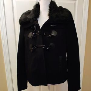 NWT Express Wool Blend Faux Fur Coat M Black